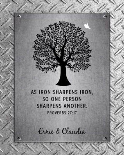 Paper. 6th Anniversary Iron Sharpens Iron Proverbs Gift Plaque #1901. Personalized 6th anniversary gift for Claudia M.