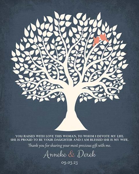 Paper. Mother of Bride Gift from Groom Tree Poem #1117. Personalized wedding gift for Derek W.