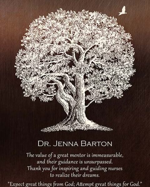 Canvas. Oak Tree Gift for Mentor Canvas #1397. Personalized acievement gift for Dr. Jenna B.