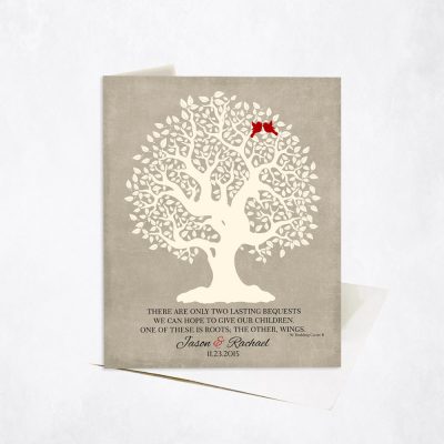 Picture of Crooked Tree Parenting Quote on Stone wedding Stationery Card C-1122