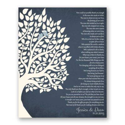 Thank you wedding gift for parents personalized from bride and groom