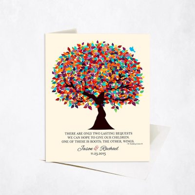 Picture of Colorful Parents Gratitude Tree Quote on Yellow wedding Stationery Card C-1168
