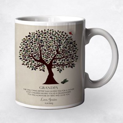 Closeup image of Olive Tree coffee mug Grandparent's Day gift
