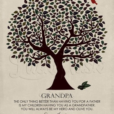Personalized Thank You Olive Tree Gift for grandfather Grandparent's Day Wall Plaque