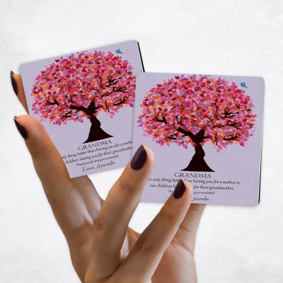 Close up picture of Pink Tree Magnet Set Grandparent's Day Gift