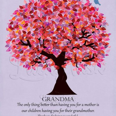 Personalized Thank You Pink Tree Gift for grandmother Grandparent's Day Wall Plaque