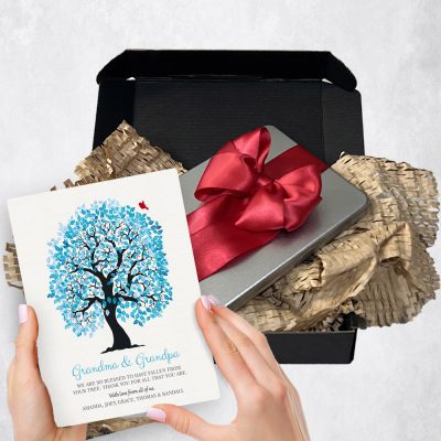 Special delivery gift plaque for  Grandparent's Day packaged in gift tin box. Ideal for  Grandparent's Day surprise gift delivery.