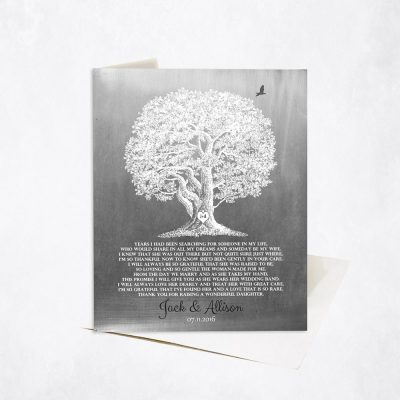 Picture of Large Oak Tree Mother of Groom Poem on Tin wedding Stationery Card C-1416