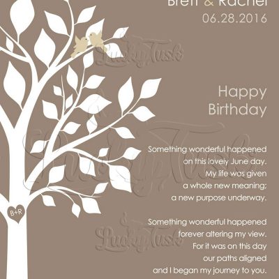 Personalized Love Poem June Birthstone Tree Gift for spouse birthday Wall Plaque