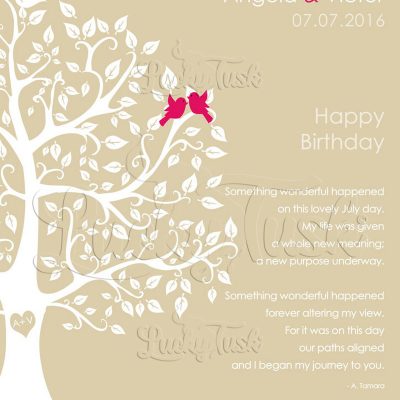 Personalized Love Poem July Birthstone Tree Gift for spouse birthday Wall Plaque