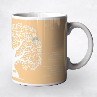 Closeup image of October Birthstone Tree coffee mug birthday gift