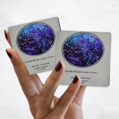 Close up picture of Custom Star Map Night Sky Magnet Set anniversary Gift