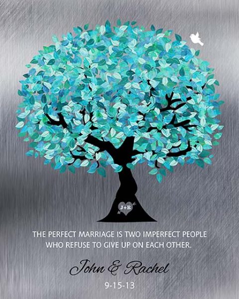 Metal Art Plaque. Tin Anniversary Gift Turquoise Tree on Tin Gift for Husband #1265. Personalized tin anniversary gift for Rachel W.