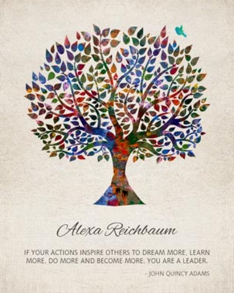 Paper Print. Retirement Gift for Women Watercolor Tree #1473. Personalized retirement gift for Sara D.