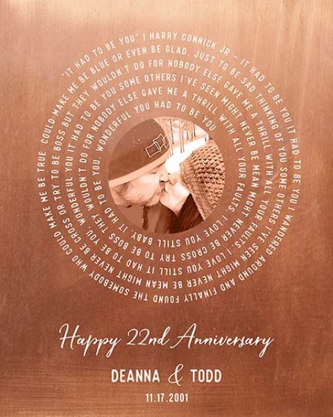 Personalized 22nd anniversary gift Metal Art Plaque