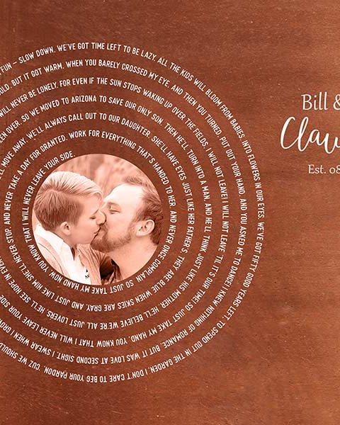 Metal Art Plaque. Wedding Song Art Anniversary on Copper #1908. Personalized 7th anniversary gift for William C.