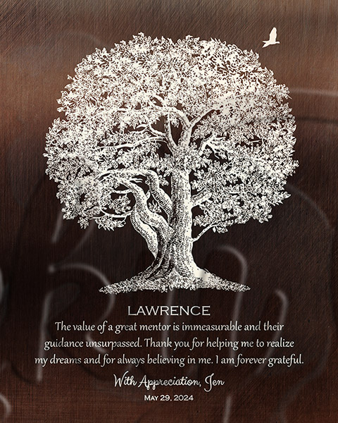 Read more about the article Custom Retirement Gift for Male Coworker Oak Tree on Bronze – Custom Art Print for Jen H