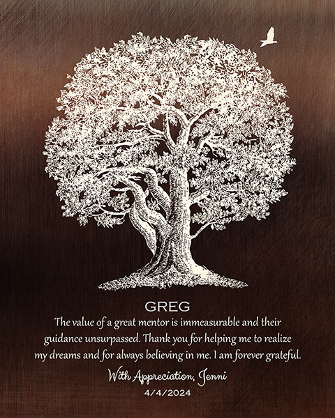 Read more about the article Mentor Retirement Gift Large Oak on Bronze Art – Custom Art Print for Jennifer G