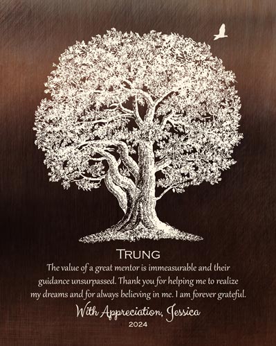 Read more about the article Mentor Appreciation Old Oak Tree on Bronze – Custom Art Print for Jessica L