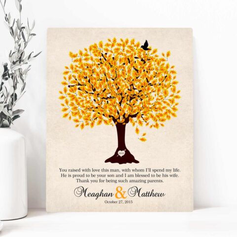 Mother of Groom Personalized Thank You Gift For Parents of Groom Family Wedding Poem Tree Gift For Mom and Dad #LT-1102