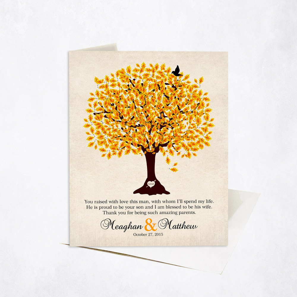 Picture of Yellow Oak Gratitude Tree Poem wedding Stationery Card C-1102