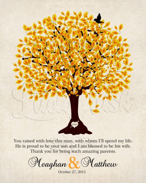 Mother of the Groom Personalized Thank You Gift For Parents of Groom Family Wedding Poem Tree Gift For Mom and Dad #LT-1102