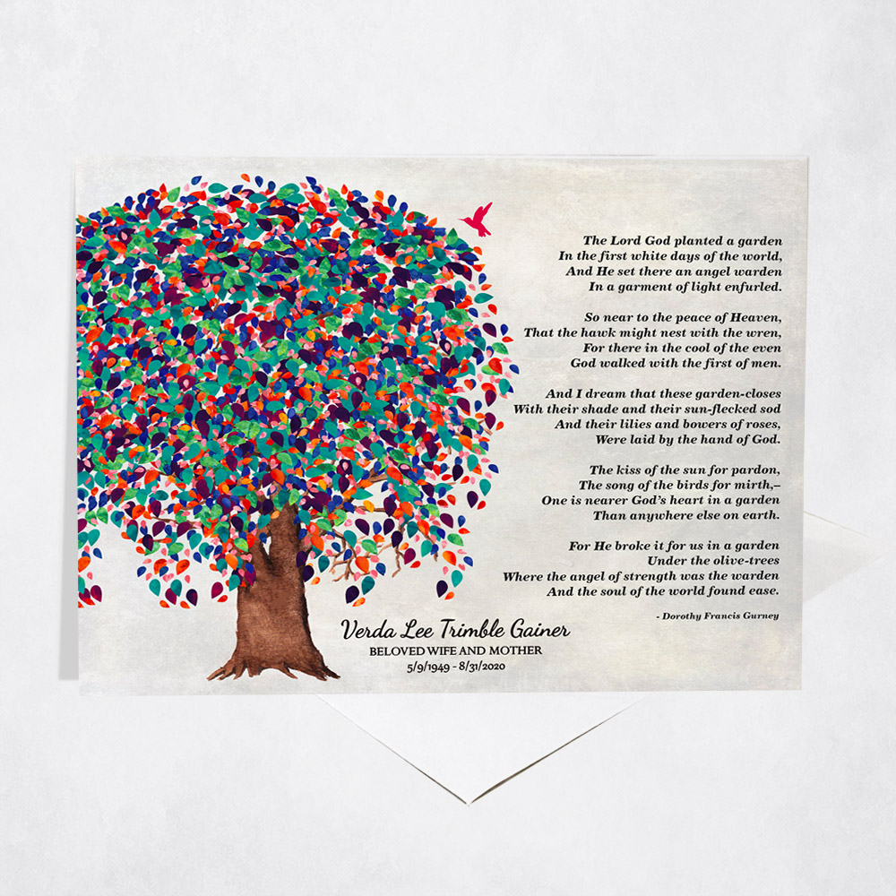 Picture of Willow Memorial Funeral Tree Poem Gift Stationery Card C-1103