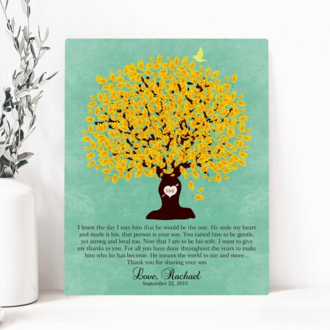 Thank You Gift For Parents Personalized Gift For Mother of Groom or Bride Family Wedding Poem Tree Gift For Mom and Dad #LT-1104