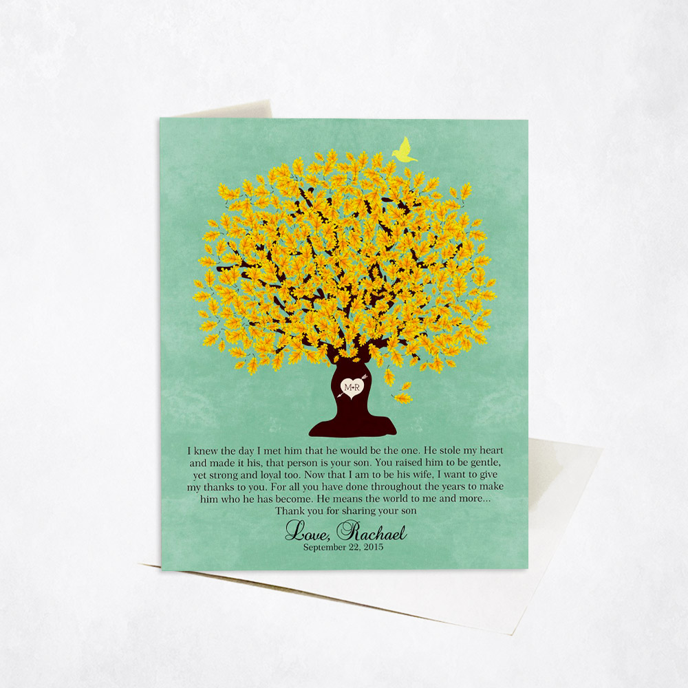 Picture of Yellow Oak Gratitude Tree Poem wedding Stationery Card C-1104