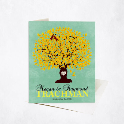 Yellow Oak Family Tree Name wedding Stationery Card-1107