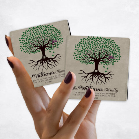 anniversary Green Tree with Roots on Stone Magnet Set MAG-1109