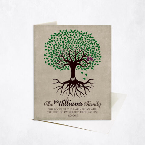 Green Tree Family Roots Quote anniversary Stationery Card-1109