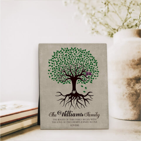 Rooted Tree anniversary  Desktop Plaque Gift for bride and groom D-1109