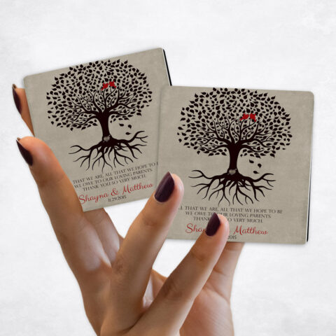 wedding Brown Silhouette Tree on Stone Magnet Set MAG-1110