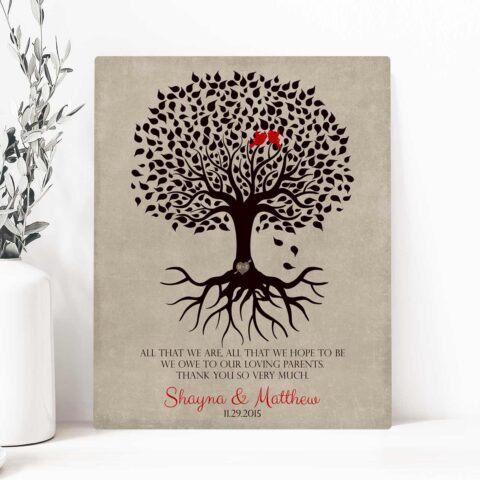 Thank You Gift For Parents Personalized Family Tree Roots All That We Are Loving Parents Mother of Groom or Bride Family #LT-1110