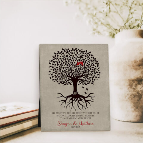 Rooted Tree wedding  Desktop Plaque Gift for parents D-1110