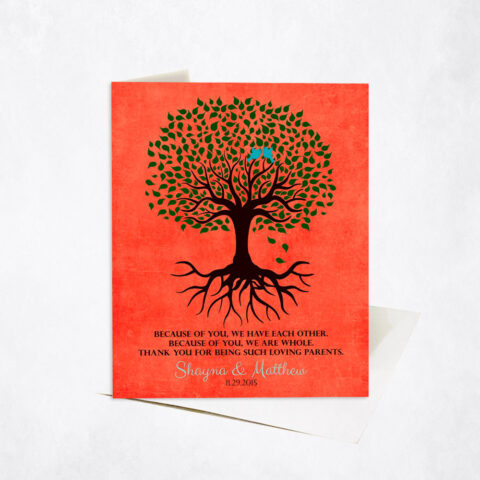 Silhouette Parents Tree with Roots Quote wedding Stationery Card-1111