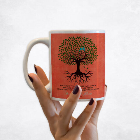 Silhouette Parents Tree with Roots wedding Coffee Mug M-1111