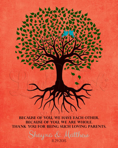 Thank You Gift For Parents Personalized Family Tree Roots Because Of You We Have Each Other Mother of the Groom Bride Family #LT-1111