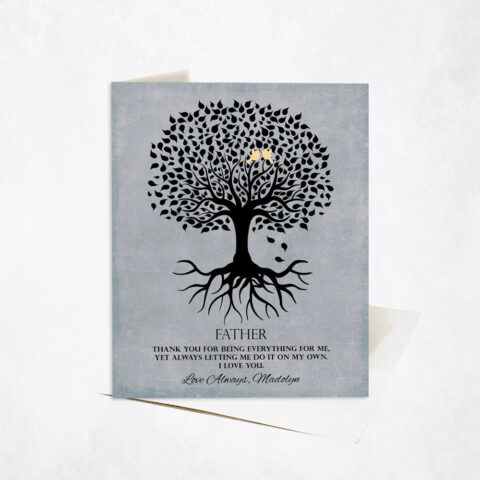 Silhouette Father Tree with Roots Quote Father’s Day Stationery Card-1113