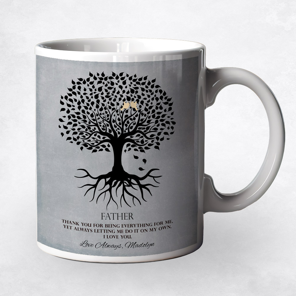 Closeup image of Silhouette Tree with Roots  Father's Day Coffee Mug M-1113