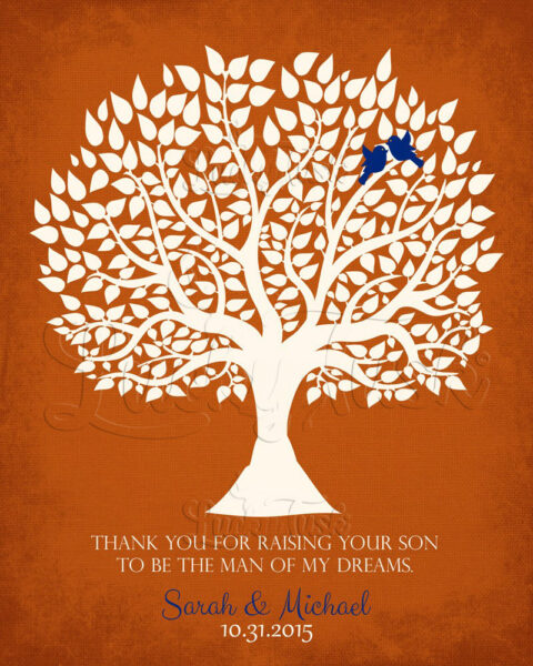 Personalized Thank You Gift For Mother of the Groom Man of My Dreams Parents of Groom Gift Family Wedding Poem Tree Gift For Mom and Dad #LT-1114