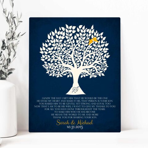Personalized Thank You Gift For Mother of Groom I Knew The Day I Met Him Parents of Groom Gift Family Wedding Poem Tree #LT-1115