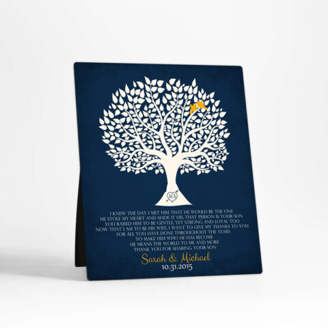 Silhouette Tree wedding  Desktop Plaque Gift for mother of the groom D-1115