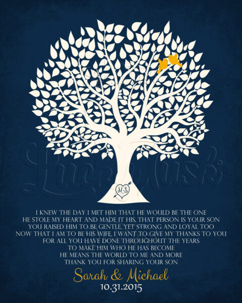 Personalized Thank You Gift For Mother of the Groom I Knew The Day I Met Him Parents of Groom Gift Family Wedding Poem Tree #LT-1115