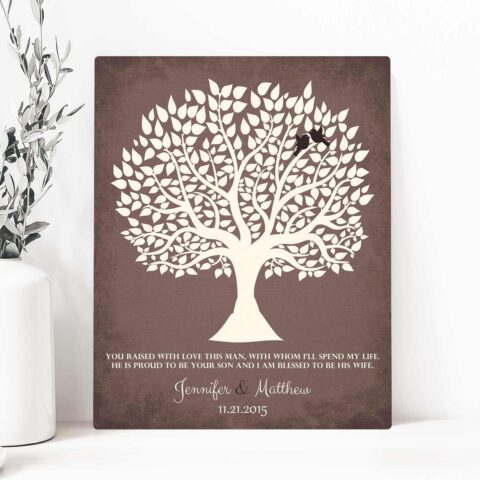 Personalized Gift For Mother of Groom You Raised With Love This Man Wedding Poem Tree Gift For Mom and Dad #LT-1116