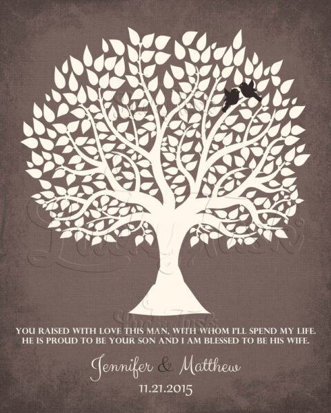 Personalized Gift For Mother of the Groom You Raised With Love This Man Wedding Poem Tree Gift For Mom and Dad #LT-1116