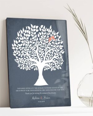 Classic Wedding Gift for Mother of The Bride: Personalized Silhouette Tree Plaque