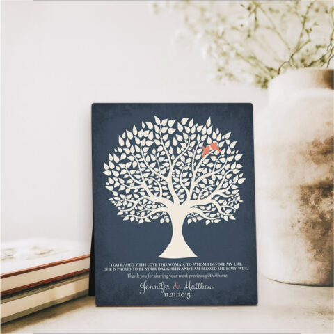 Silhouette Tree wedding  Desktop Plaque Gift for mother of the bride D-1117