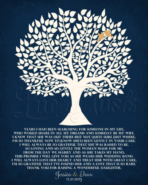 Personalized Thank You Gift For Parents Mother of the Bride Years I Had Been Searching Family Wedding Poem Tree Gift For Mom and Dad #LT-1119